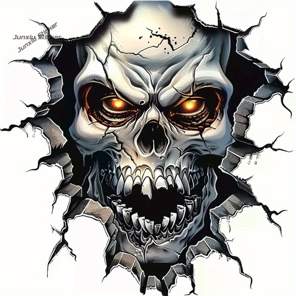 Motorcycle Gear Pattern - 3D Skull Decoration - with Glowing
