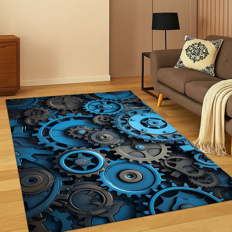 Motorcycle Gear Wash - Retro Metal Mechanical Wheel Gear Carpet