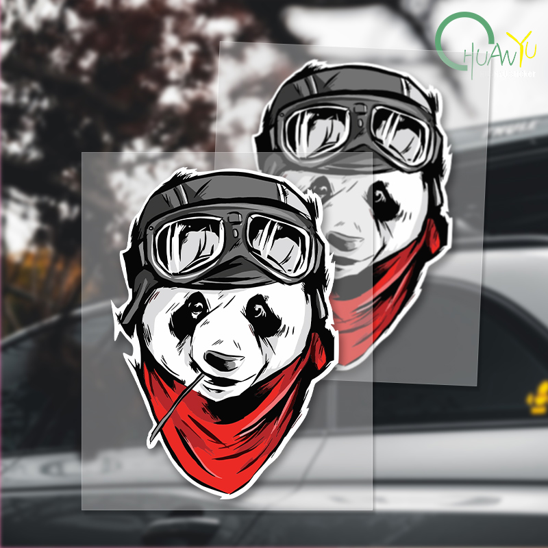 Motorcycle Gear Pattern - Panda bicycle cartoon car sticker helmet