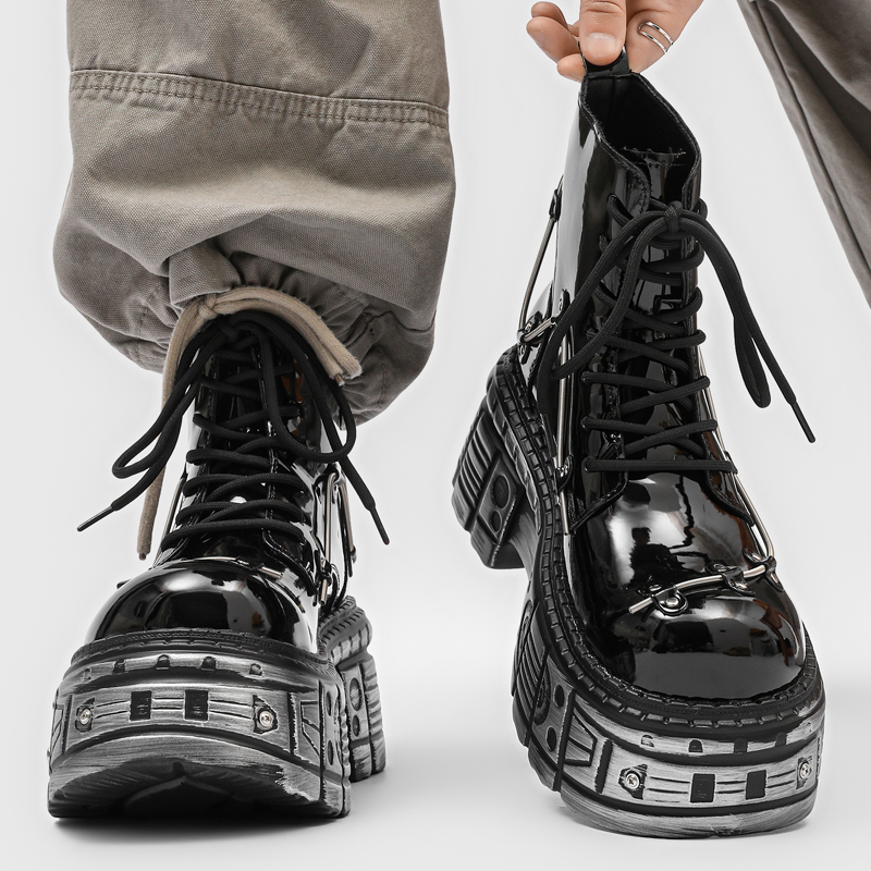 New Men Punk Style Thick Soled - Motorcycle Gear Pattern recension och pris