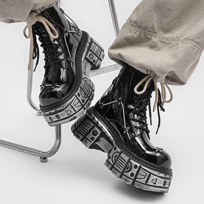 New Men Punk Style Thick Soled - Motorcycle Gear Pattern recension och pris