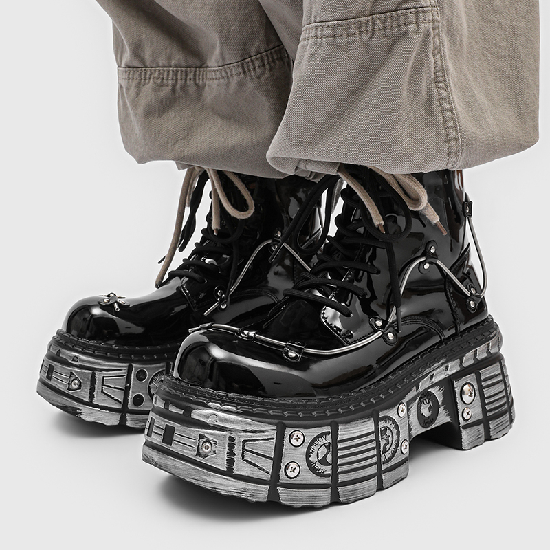 New Men Punk Style Thick Soled - Motorcycle Gear Pattern recension och pris