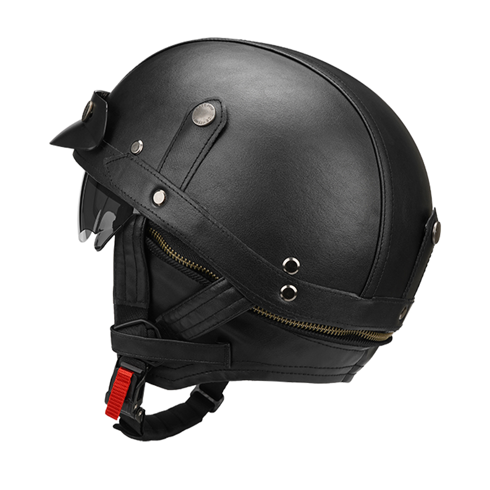Black Motorcycle Half Helmet G - Motorcycle Gear Vintage recension och pris
